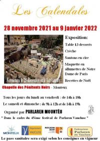 Exposition Les Calendales. Du 28 novembre 2021 au 9 janvier 2022 à MONTEUX. Vaucluse. 